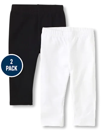 Baby And Toddler Girls Capri Leggings 2-Pack - white
