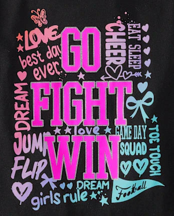 Girls Go Fight Win Graphic Tee - black