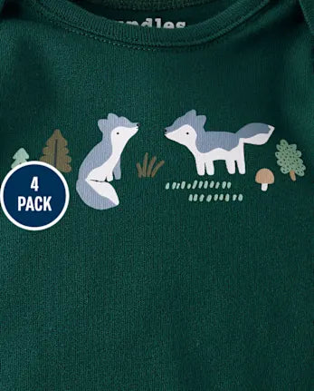 Baby Boys Fox Bodysuit 4-Pack - green