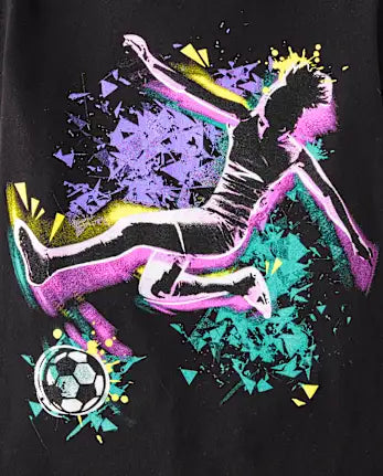 Girls Soccer Player Graphic Tee - black