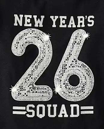 Baby And Toddler New Years Squad 26 Graphic Tee - black