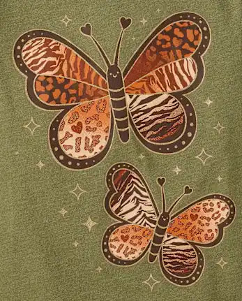 Baby And Toddler Girls Butterfly Graphic Tee - green
