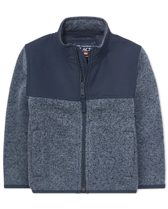 Baby And Toddler Boys Sweater Fleece Trail Jacket - blue
