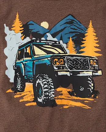 Boys Truck Forest Graphic Tee - brown