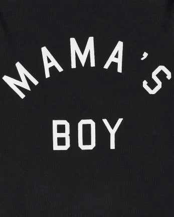 Baby Boys Matching Family Mama's Boy Graphic Bodysuit - black
