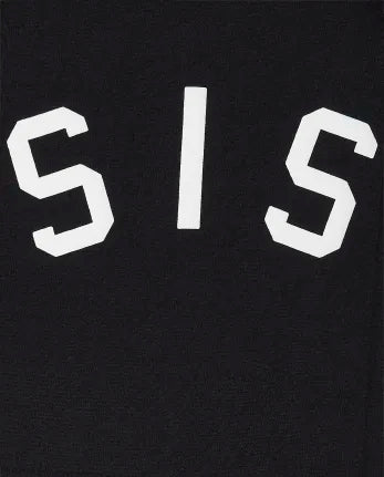 Baby Girls Matching Family Sis Graphic Bodysuit - black