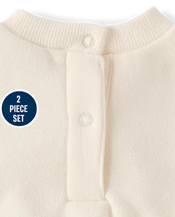 Baby Girls Mesh Heart 2-Piece Playwear Set - white