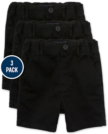 Baby And Toddler Boys Uniform Chino Shorts 3-Pack - black