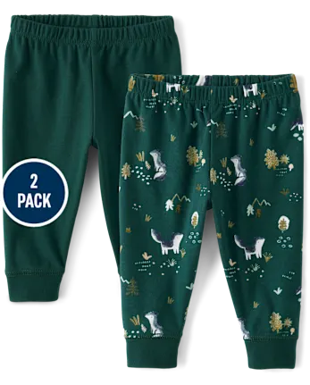 Baby Boys Wolf Pants 2-Pack - green