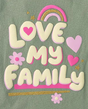 Baby And Toddler Girls Love My Family Graphic Tee - green