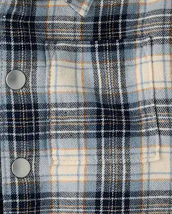 Baby And Toddler Boys Plaid Flannel Sherpa Lined Shacket - gray