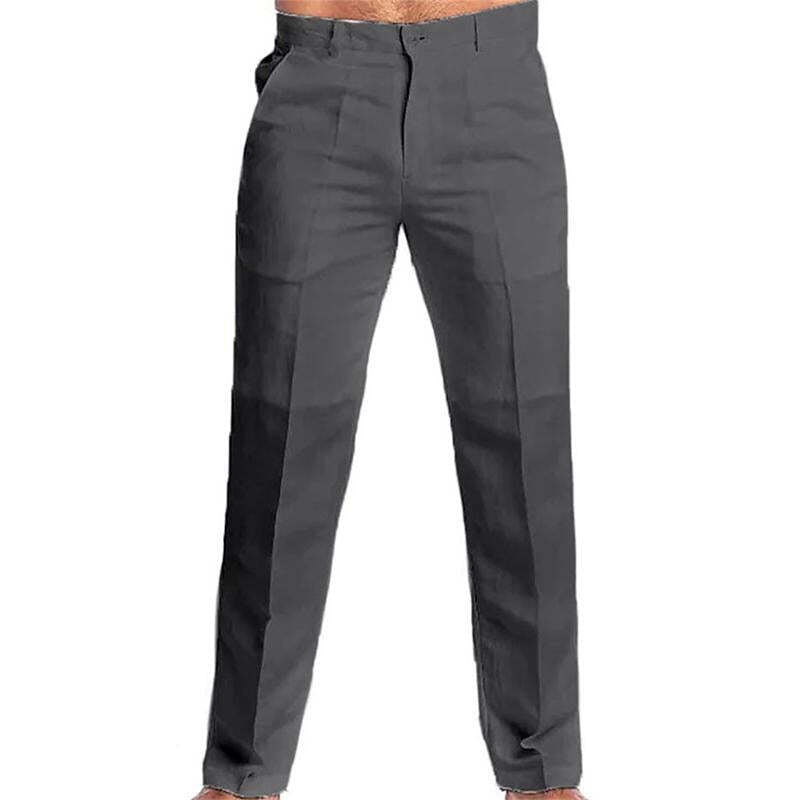 Men's Casual Solid Color Linen Blend Loose Casual Pants