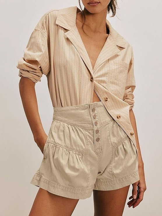 Women's Summer Button Up High Waisted Denim Shorts (Buy 2 Free Shipping)