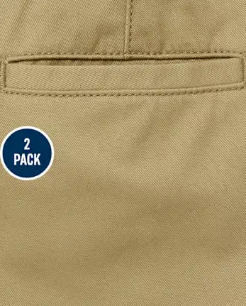 Baby And Toddler Boys Uniform Stretch Straight Chino Pants 2-Pack - tan