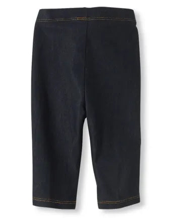 Baby And Toddler Girls Faux Denim Capri Leggings - denim