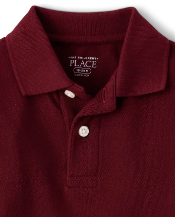 Baby And Toddler Uniform Soft Pique Polo - burgundy
