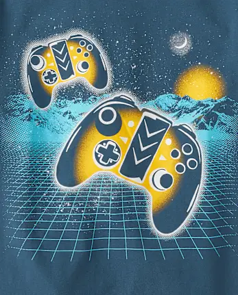 Boys Gamer Horizon Graphic Tee - blue