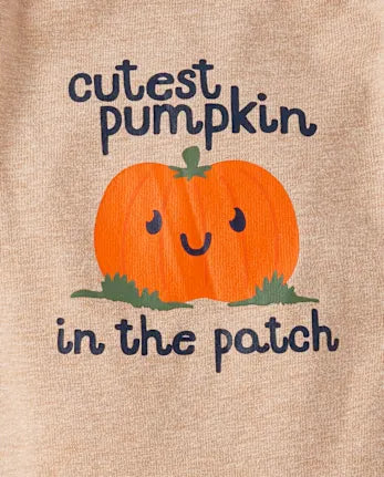 Baby Cutest Pumpkin Patch Graphic Bodysuit - tan