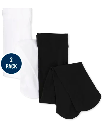 Baby And Toddler Girls Microfiber Tights 2-Pack - white