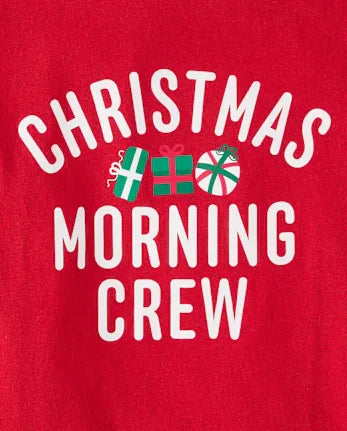 Baby And Toddler Matching Family Christmas Morning Crew Graphic Tee - red