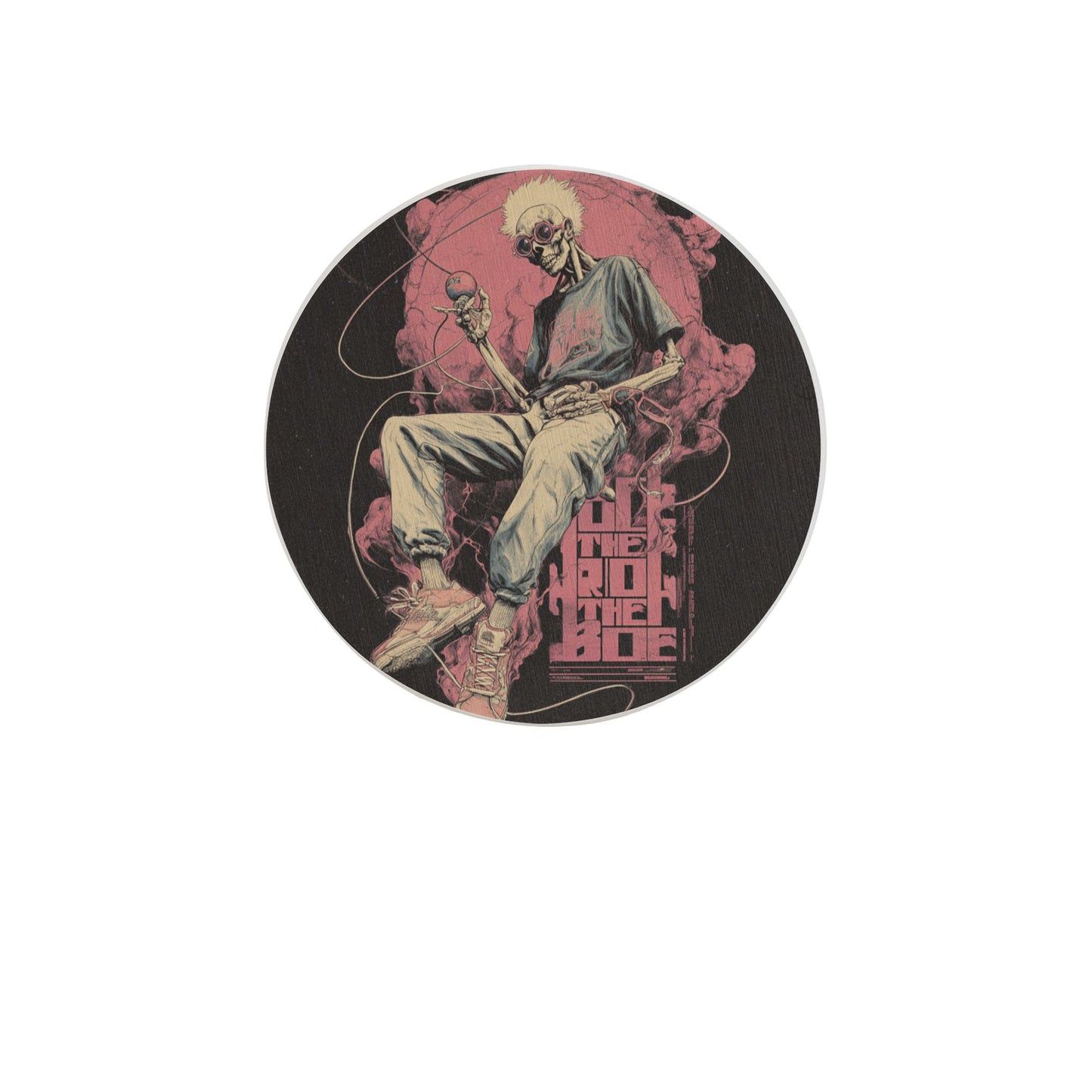 "Rock Skull" Creative Round Coaster | Street Style Rock Illustration, Highly Personalized Design
