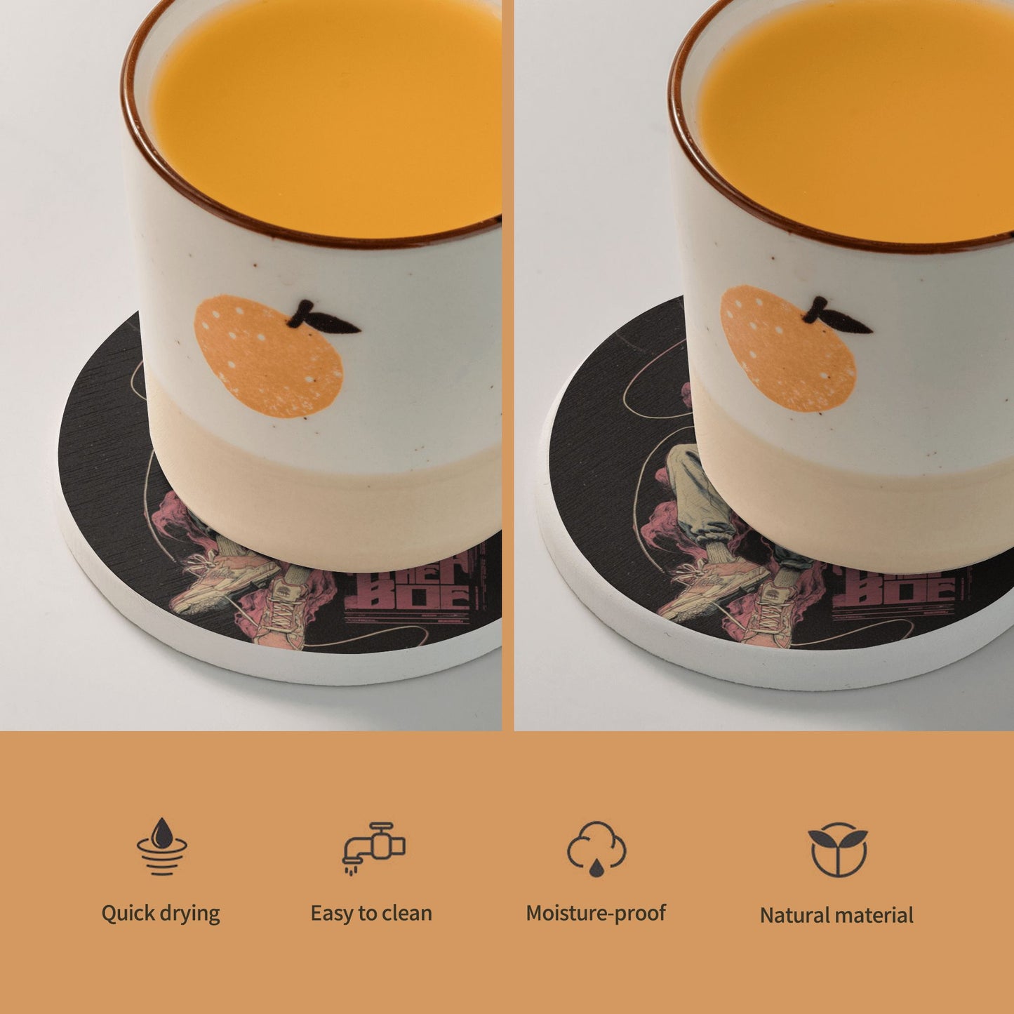 "Rock Skull" Creative Round Coaster | Street Style Rock Illustration, Highly Personalized Design