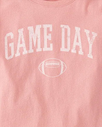 Girls Football Game Day Graphic Tee - pink