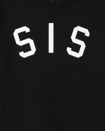 Baby And Toddler Girls Matching Family Sis Graphic Tee - black
