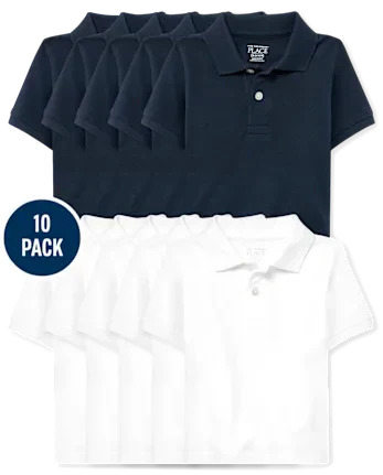 Baby And Toddler Uniform Soft Pique Polo 10-Pack - multi