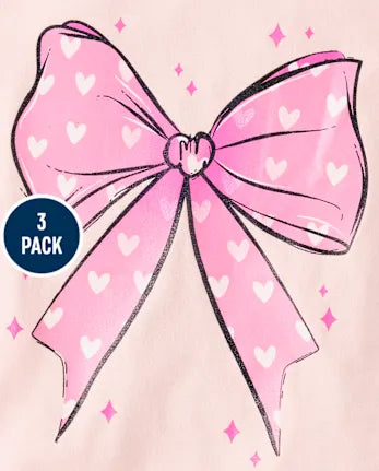 Baby And Toddler Girls Bow Graphic Tee 3-Pack - multi