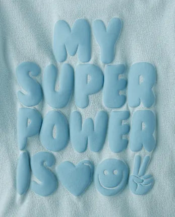 Girls My Super Power Graphic Baby Tee - blue