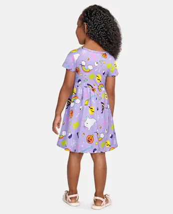 Baby And Toddler Girls Halloween Everyday Dress - purple