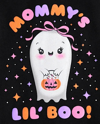 Baby And Toddler Girls Mommy's Lil Boo Graphic Tee - black
