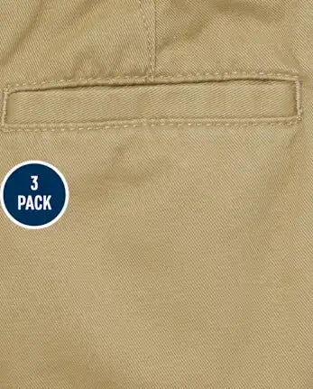 Baby And Toddler Boys Uniform Stretch Chino Shorts 3-Pack - tan
