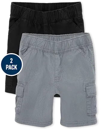 Baby And Toddler Boys Ripstop Pull On Cargo Shorts 2-Pack - gray