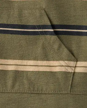 Baby And Toddler Boys Striped Hooded Top - green
