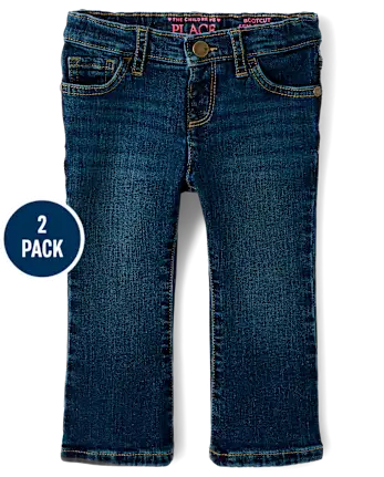 Baby And Toddler Girls Bootcut Jeans 2-Pack - blue