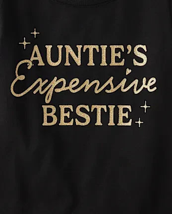Baby And Toddler Girls Auntie's Expensive Bestie Graphic Tee - black