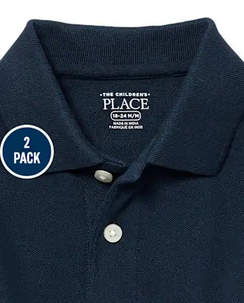 Baby And Toddler Uniform Soft Pique Polo 2-Pack - blue