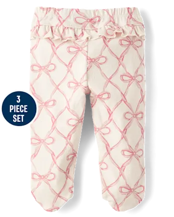 Baby Girls Bow 3-Piece Take Me Home Set - pink