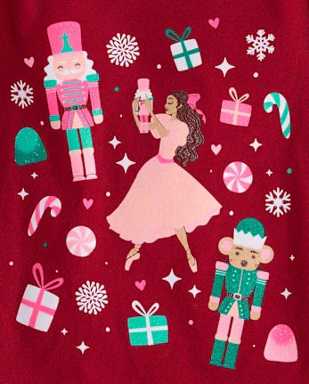 Baby And Toddler Girls Christmas Nutcracker Graphic Tee - red
