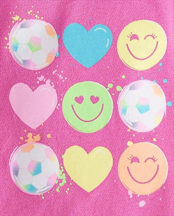 Baby And Toddler Girls Soccer Hearts Graphic Tee - pink