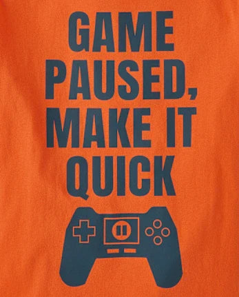 Boys Game Paused Graphic Tee - orange