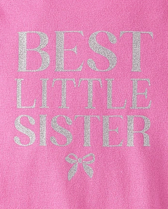 Baby Best Little Sister Graphic Bodysuit - pink