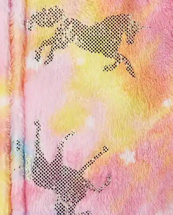 Baby And Toddler Girls Foil Unicorn Fleece Footed One Piece Pajamas - pink