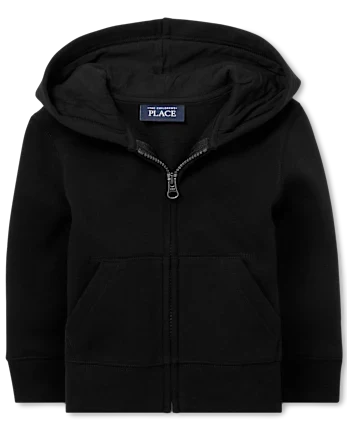 Baby and Toddler Fleece Zip Up Hoodie - black