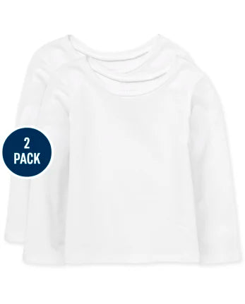 Baby And Toddler Girls Tee Shirt 2-Pack - white