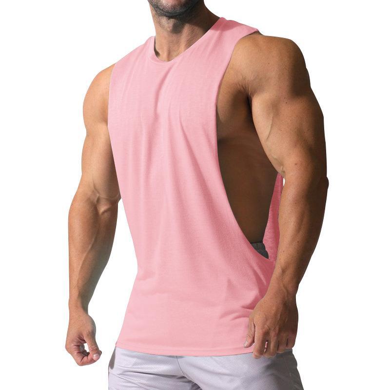 Men's Loose Solid Large Side Slit Sports Fitness Tank Top