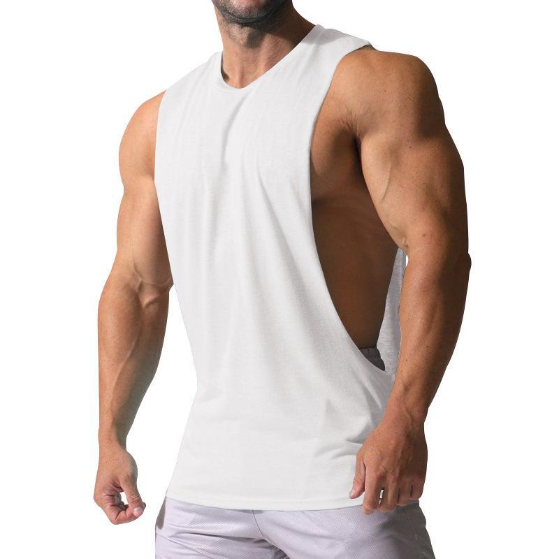 Men's Loose Solid Large Side Slit Sports Fitness Tank Top