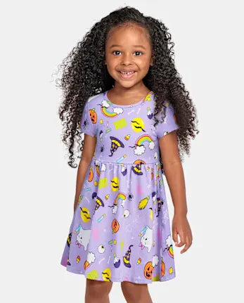Baby And Toddler Girls Halloween Everyday Dress - purple